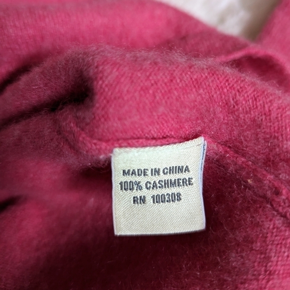 100% CASHMERE pink knit v neck pullover sweater women's Small - Picture 7 of 10